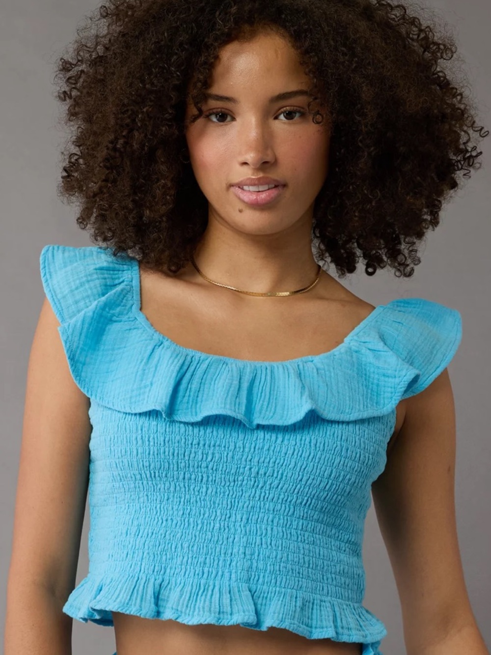 NEW!! American Eagle Blue Off-The-Shoulder Smocked Tube‎ Top
